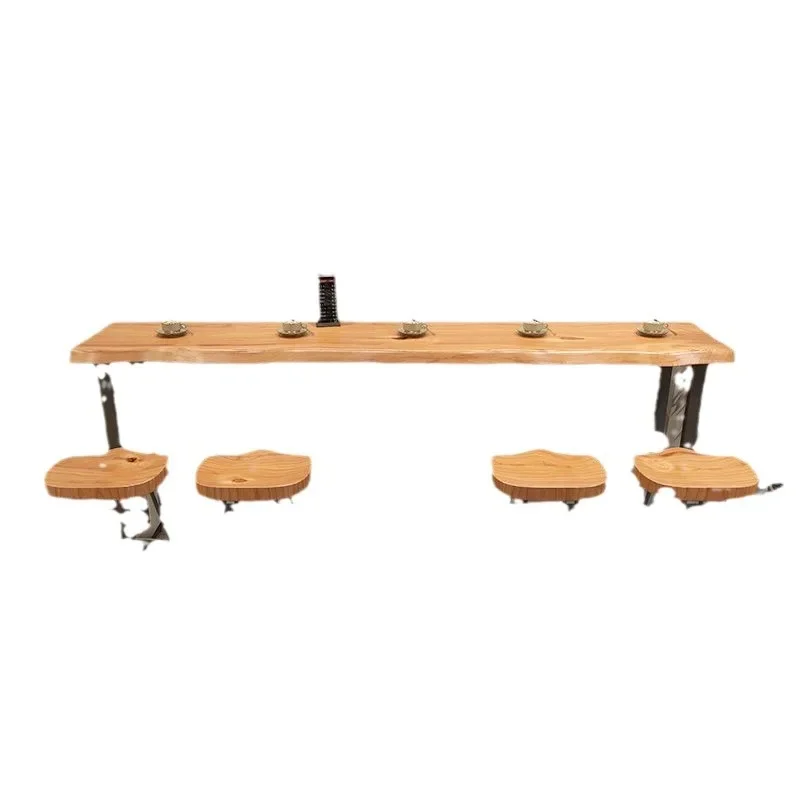 

Solid wood bar, wall to wall long table, bar, household, high footed, balcony casual tables and chairs