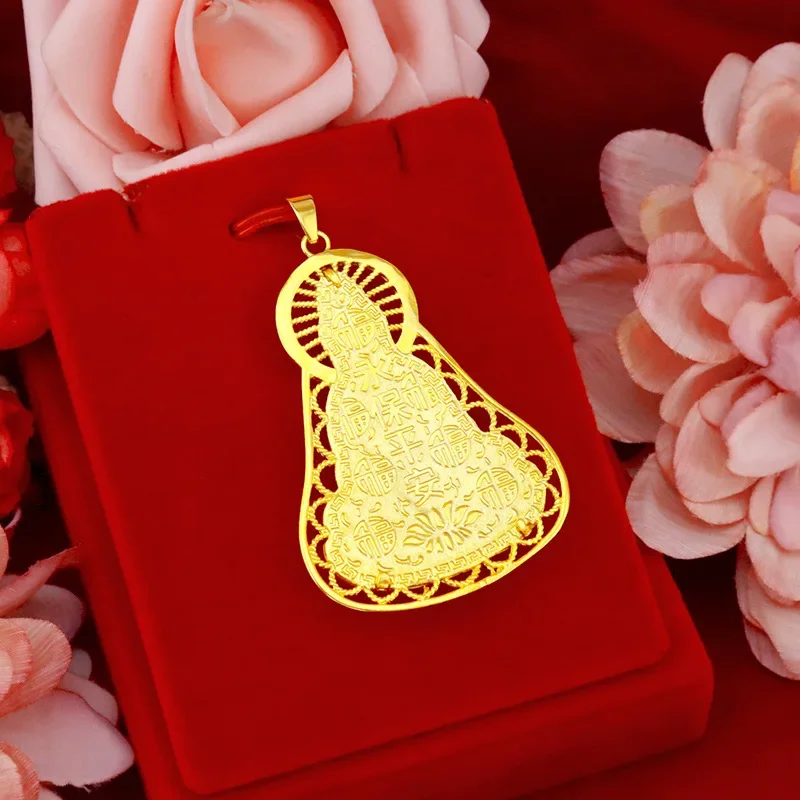 9999 Real Gold 24K Gold Men's Ancient Guanyin Pendant Domineering Fashion Safe Sandblasting Ancient Guanyin