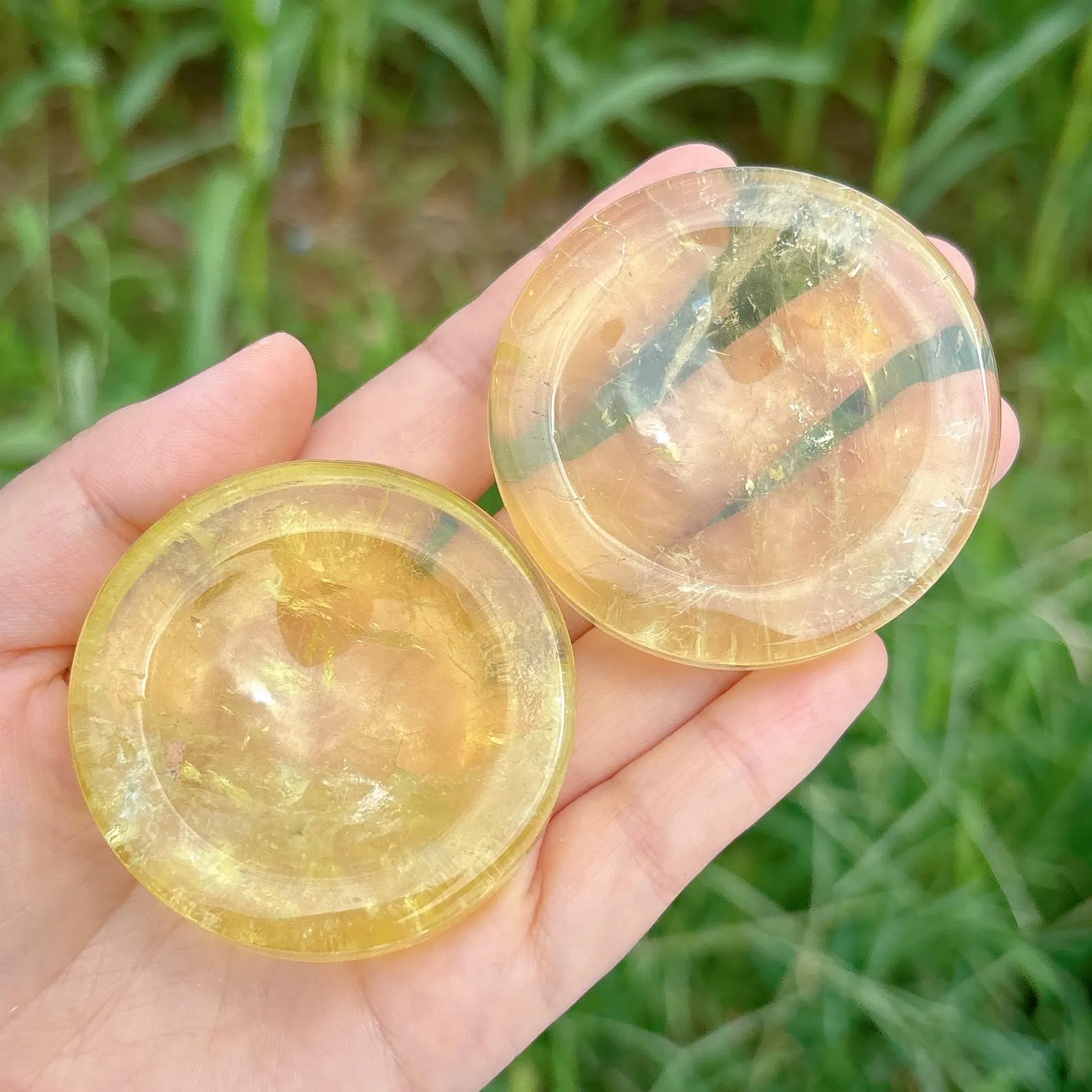 Natural Citrine Small Bowl Carving, Hand Polished Crystal Craft, Healing Mineral Stone Home Desktop Decor Art Ornament Gift