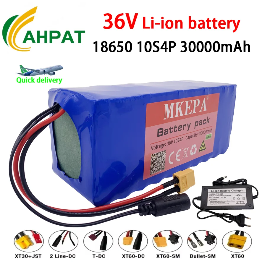 Air transport 10S4P 36V 30000mAh Electric Scooter Lithium Battery 18650 battery pack 36V 30Ah with charger,Powerful Battery