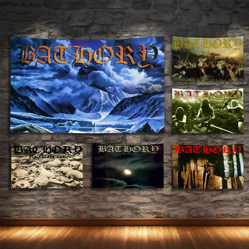 

B-BathoryS Heavy Rock Band Tapestry Custom Living Bedroom Party Dormitory Interior Wall Bohemian Decoration Attached Clip