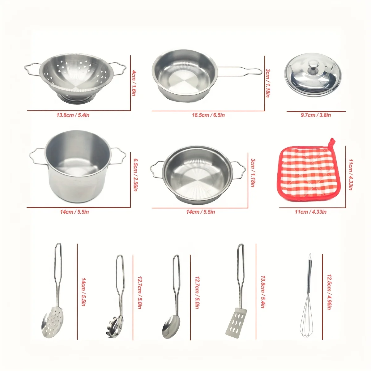 Servies Fantasiespel Mini roestvrijstalen kookspeelset Keukenaccessoires voor kinderen Fantasiespel roestvrijstalen servies