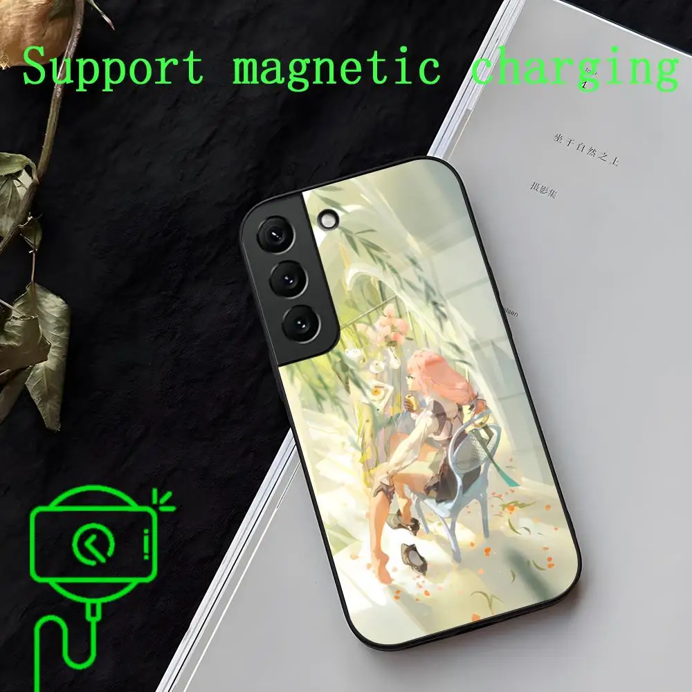 Tsukishiro Yanagi Phone Case Strong Magnetism Glass For Samsung S24 S23 S22 S21 S20 Plus Ultra FE Note20Ultra Cover