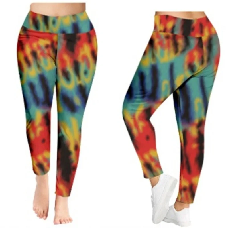 Summer Retro Tie Dye Print Pants Sexy Yoga Streetwear Leggings Women Y2k Joggers Fitness Tights Gym Trousers Push Up Leggings