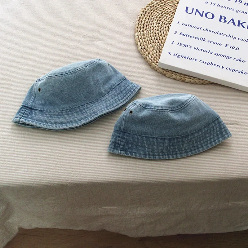 Baby Bucket Hats Cotton Washed Denim Children Cool Cap For Girl Boys Panama Fishing Hat Beanie Sun Protection Baby Accessories