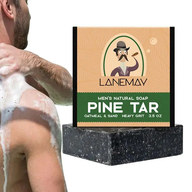 Jabón de barra suave totalmente Natural para hombres, jabón de alquitrán de pino, hidratante, brillo, desengrasante, eliminación de ácaros, limpieza profunda de poros