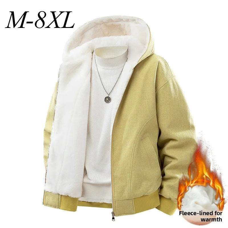 

Men Hooded Jacket Comfort Snow Skiing Fleece Lined Warm Windbreaker Fashion Streetwear Soft Lightweight Winter Plus Size Jackets