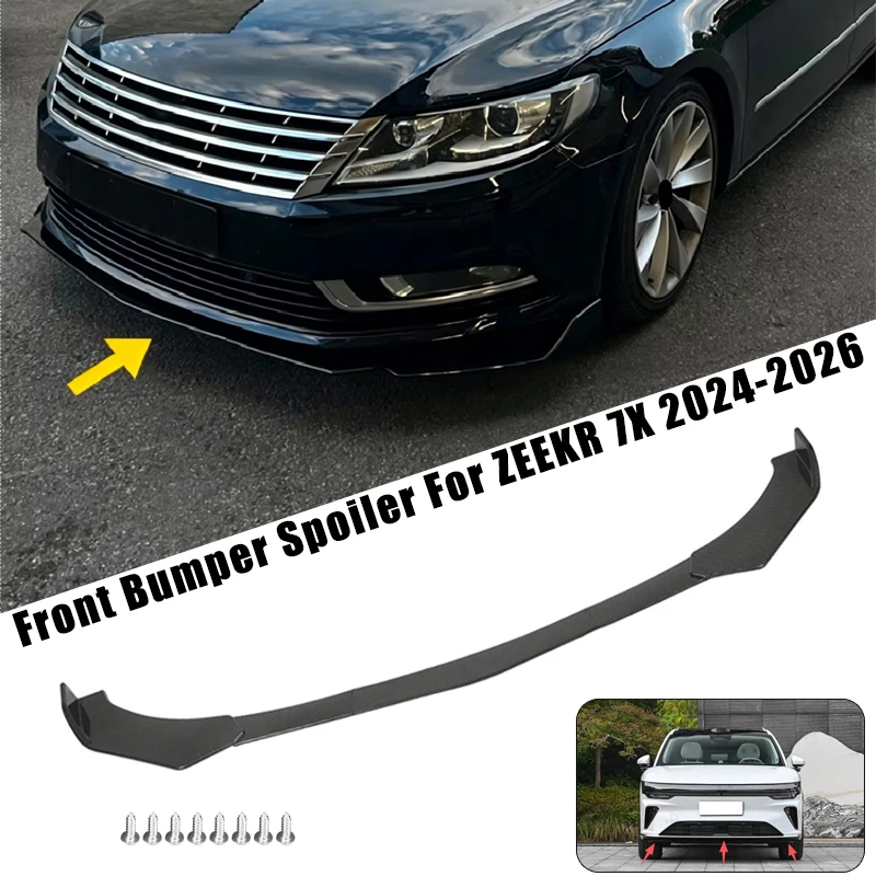 Sport Front Bumper Splitter Spoiler Lip For ZEEKR 7X 2024-2026 5Pcs Adjustable Sectional Car Exterior Tuning Body Kit