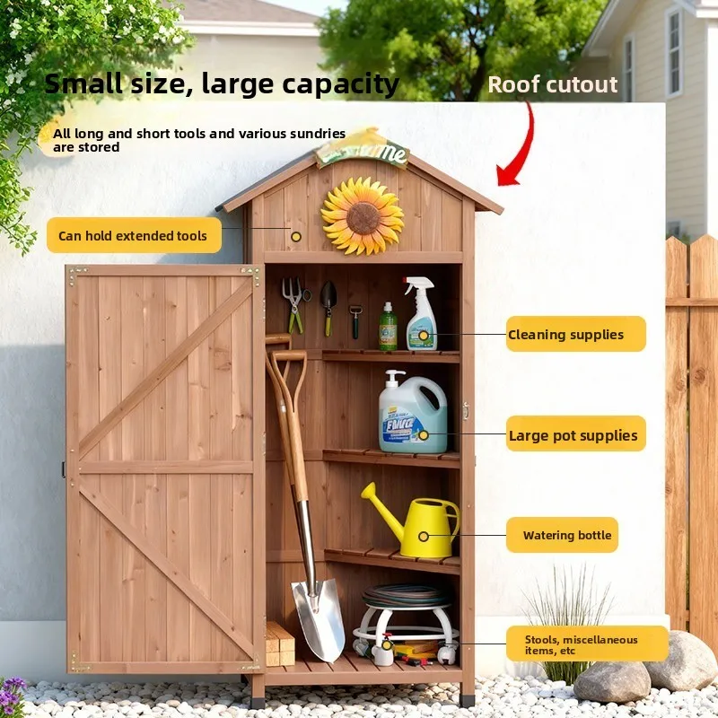 Outdoor Preservative Wood Tool Room Locker Balcony Outdoor Garden Storage Box Villa Storage Sundries Outdoor Cabinet