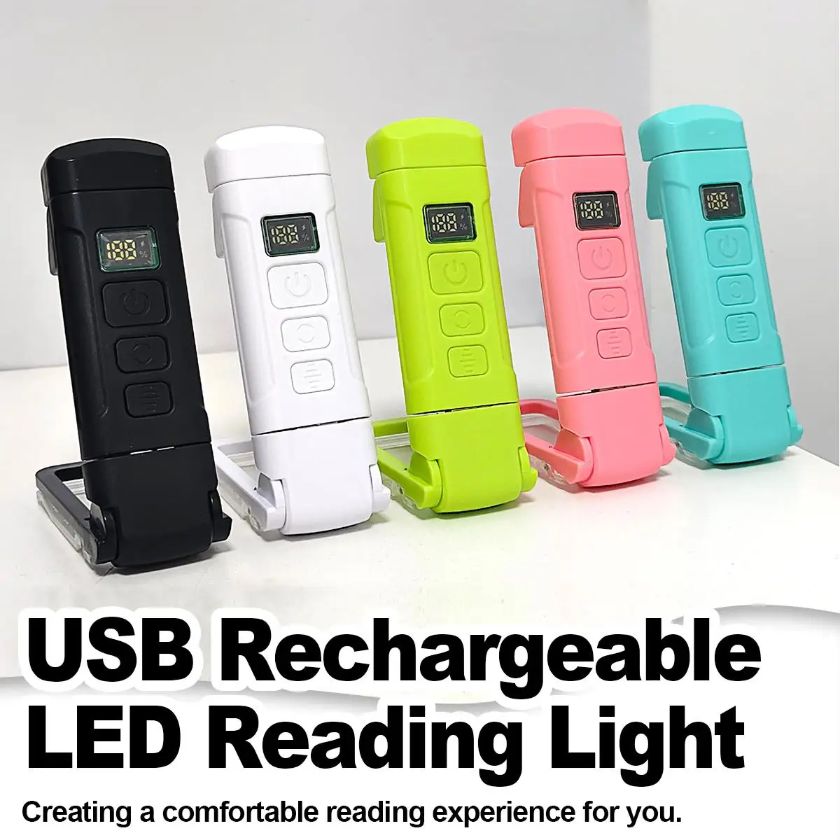 

USB Rechargeable LED Book Light Night Lights Living eye-protection Brightness Desk Table Bar Bedside Bedroom Folding Lamp On For