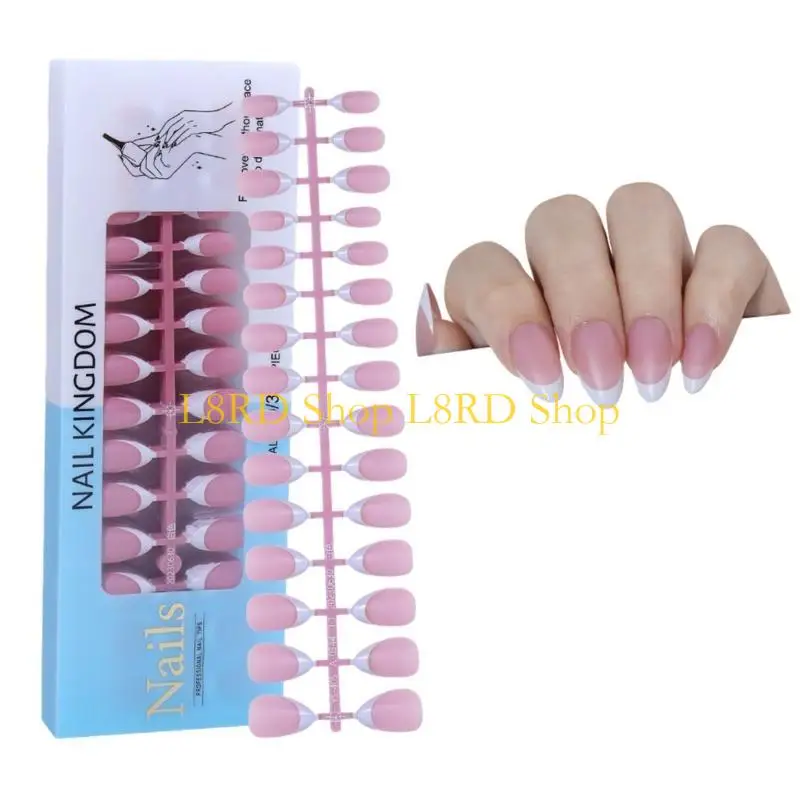 L8RD 무광택 프랑스 천연 거짓 네일 팁 확장 커버 인공 가짜 손톱 손가락 조각 매니큐어 도구 살롱 홈 DIY