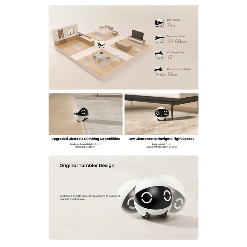 

Mini Pet Companion Robot 2K Camera Intelligent Wireless Remote Monitoring Robot For Dog Cat Baby-Y47A