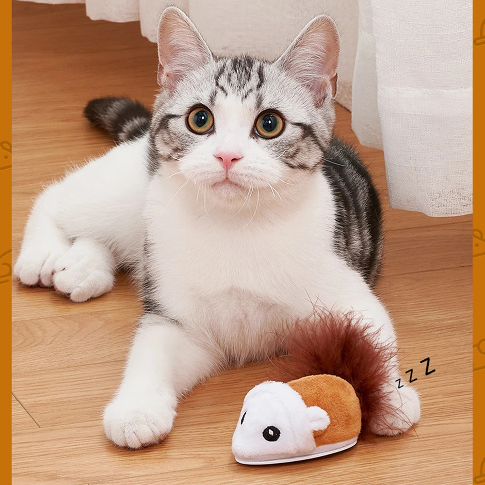 스마트 러닝 고양이 장난감, 인터랙티브 무작위 움직이는 전기 고양이 티저 장난감, 시뮬레이션 마우스, 새끼 고양이, 셀프 플레이 플러시 장난감