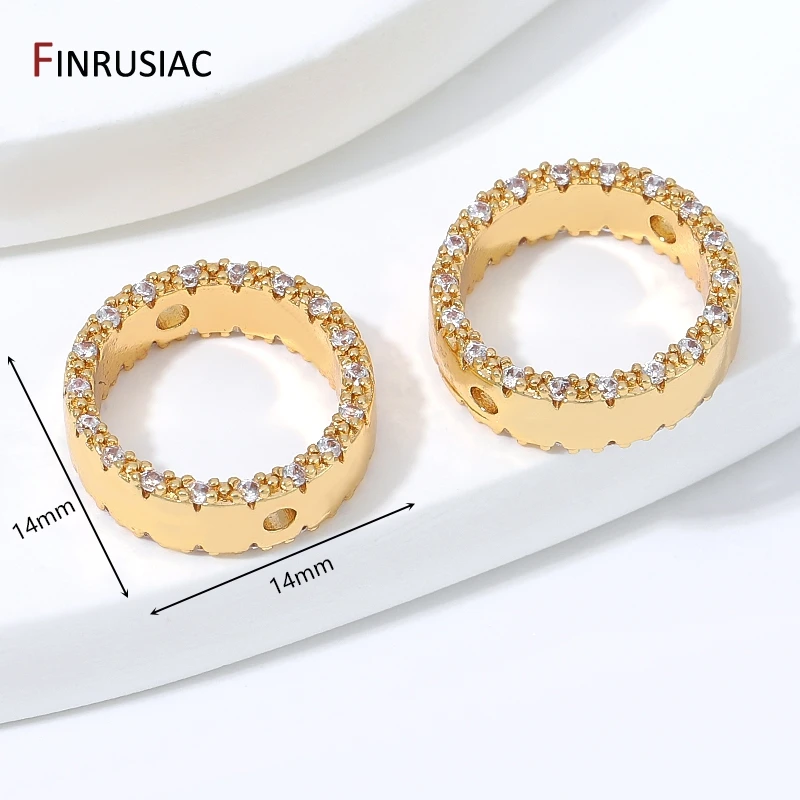 18K vergoldeter Messing-Perlenkäfig für Schmuckherstellung, Zirkon-Rundrahmen-Abstandsperlen für DIY-Armband-Zubehör – Detail 11