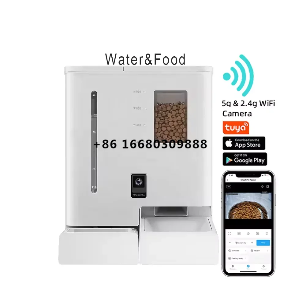 

2024 New APP Control Smart Pet Feeder& Water Fountain With Camera For Cat Dog Automatic Feeder Drinking fountain