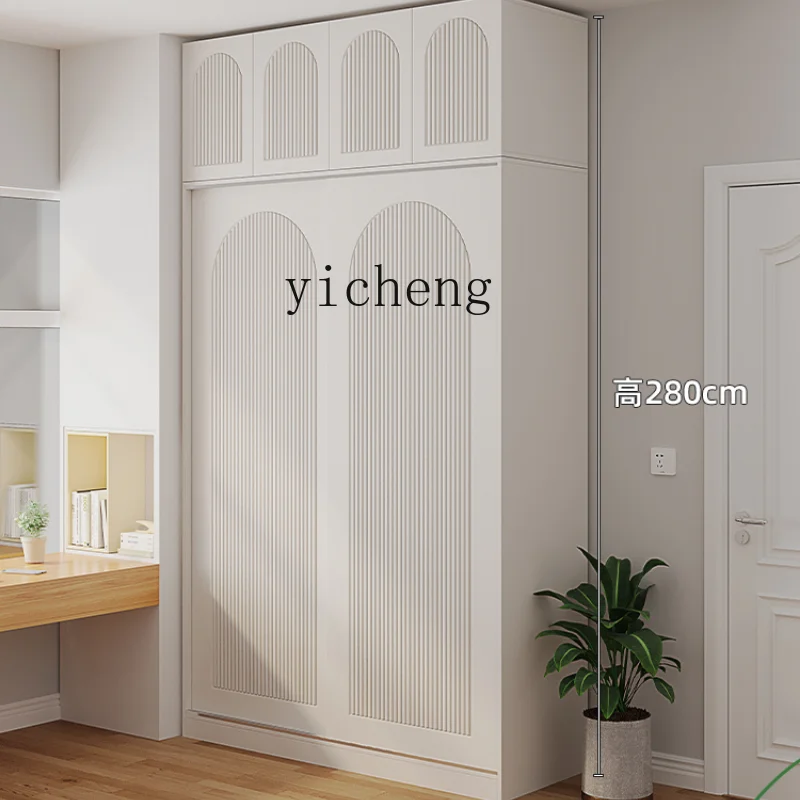 

ZF Solid Wood Sliding Door Wardrobe Small Apartment Home Bedroom Small Room Children Sliding Door Wardrobe