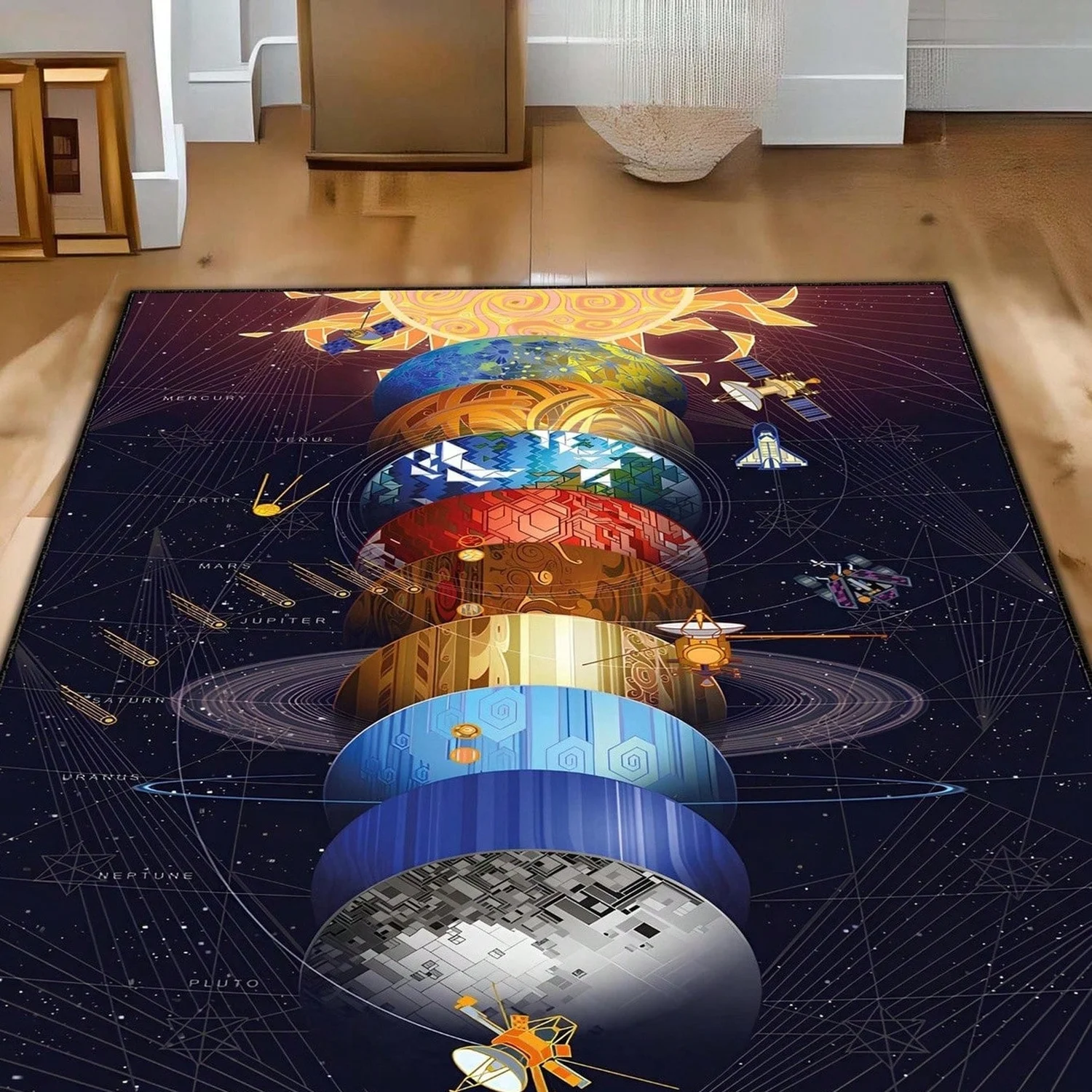 Galaxy Carpet, Solar System Carpet, Space-Themed Carpet, Planet Decorative Carpet, Outer Space Carpet, Astronomy-Themed Carpet.