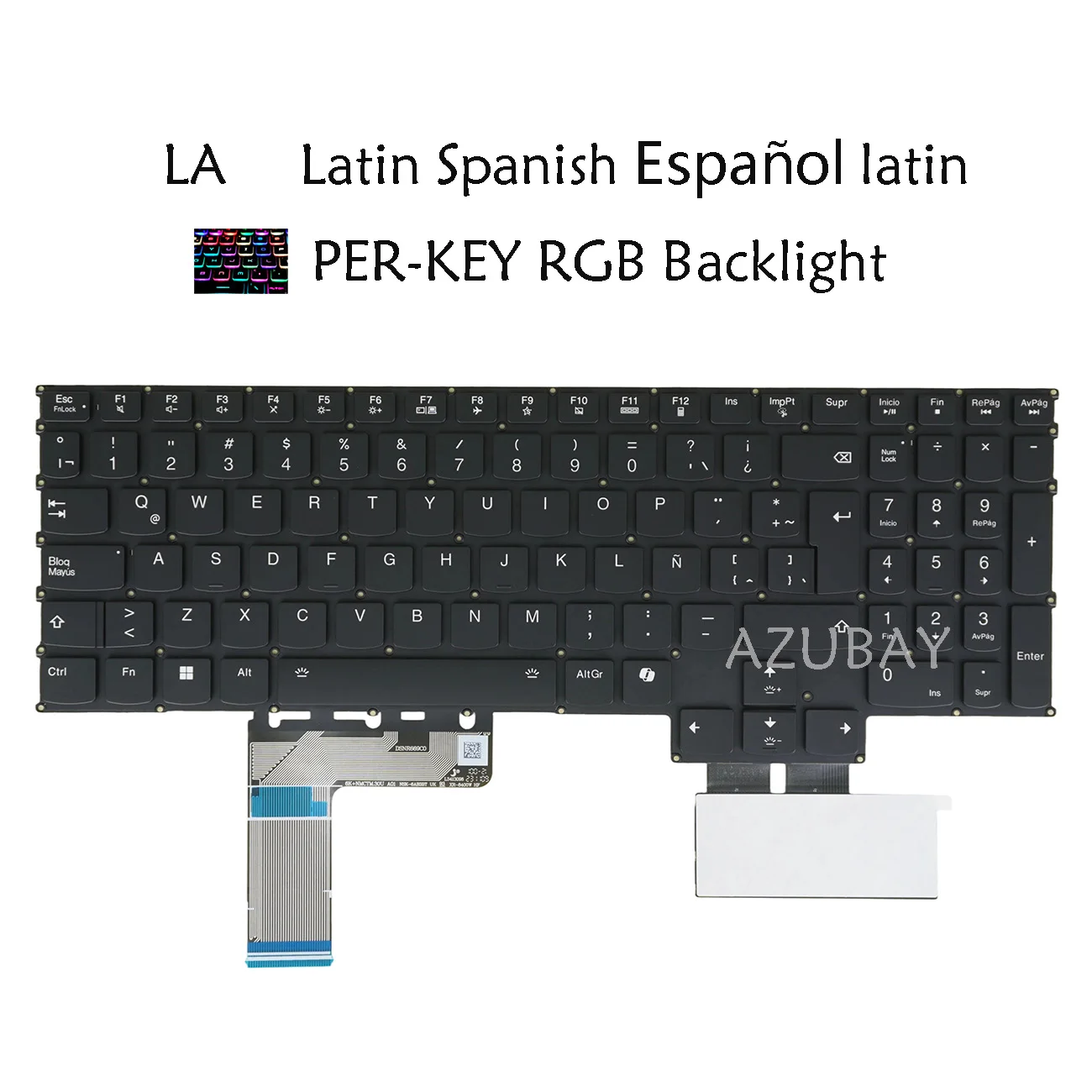 Per-key RGB Backlit Laptop Keyboard For Lenovo PH5CYPerkeyCB, Legion 7 16IRX9  83FD, Legion 9 16IRX9 83G0, LA Latin Spanish