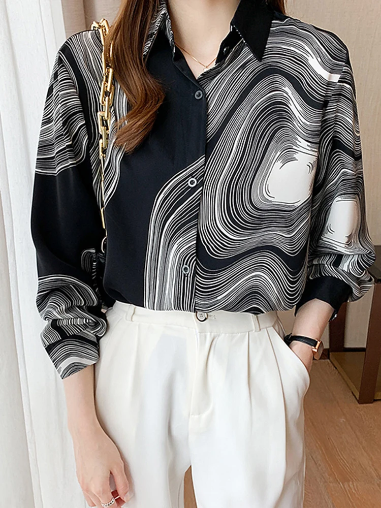 New Spring Women Blouse Fashion Office Ladies Printed Shirts Tops Blusa Mujer