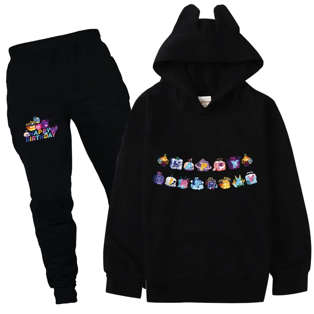 Hot Game Blox Fruits Clothes Kids Hooded Sweatshirt Pants 2pcs Suits Boys Cartoon Tracksuit Baby Girl Outfit Set Children's Sets