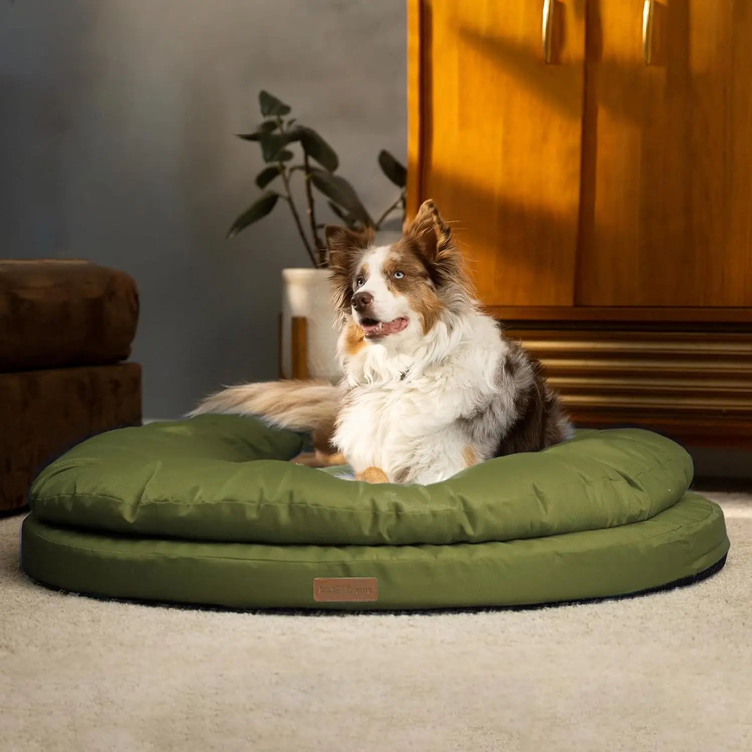 

ClevaHome Orthopedic Dog Bed for Large Dogs, 42 inches Dual Layer Water Repellent Round Pet Bed with Washable Cover Nonslip