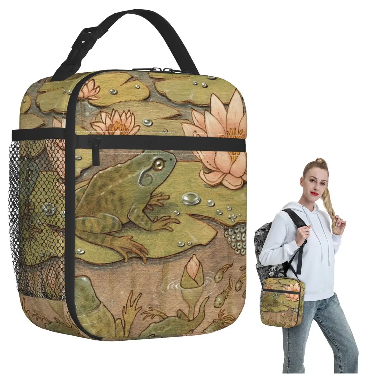 

Metamorphosis Frog Insulated Lunch Bag for Women Children Portable Food Boxes Thermal Lunch Box Tote