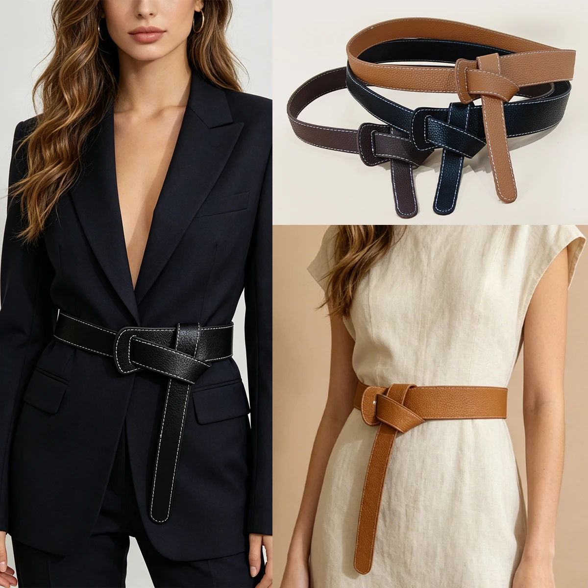 Women's version of the new Korean student dress coat with waist-cinching decorative Elegant leather belt Fashion Corset Belt