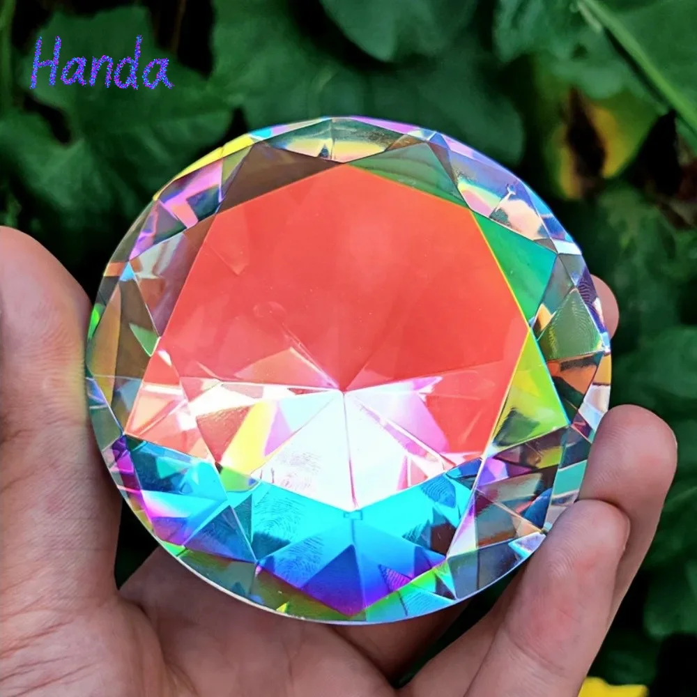 AB Colorful K9 Crystal Diamond  30-80mm Paperweight Decorative Rainbow Maker Prism Glass Diamonds Wedding Home Desktop Decoratio