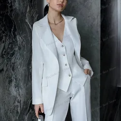 New White Women Suits Lady Business Office Tuxedos Mother Wedding Party Formal Occasions Ladies 3 Piece Set Jacket Vest Pants