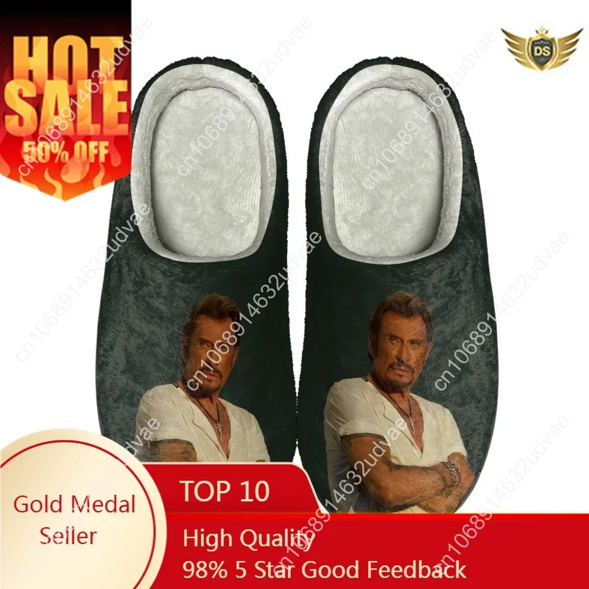 

Johnny hallyday Print Cotton Slippers Dropshipping Non-Slip Indoor Floor Shoes Comfortable Home Women Men Slides Zapatos Planos