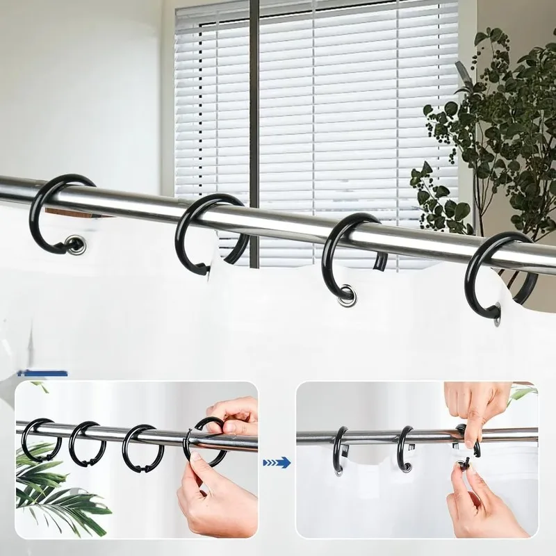 10 pcs Clear Round Curtain Hooks for Hotel Bath Tub Rod, Smooth Glide Design, Waterproof Rust Proof, Multipurpose