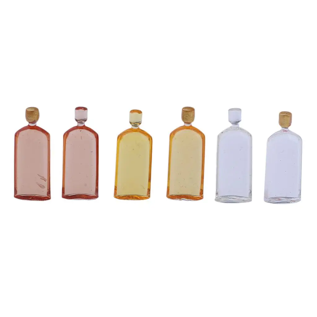 Set of 6 Pieces Miniature Whisky Bottles Model Dollhouse Foods Groceries Kitchen Fairy Garden Decorations