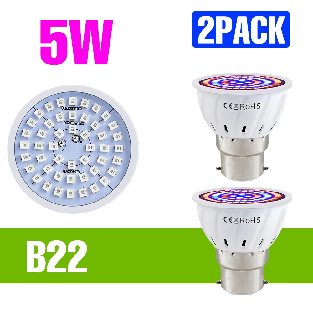 9W LED Volledige Spectrum Grow Lamp E27 Indoor Hydrocultuur Groei Doos E14 Succulente Zaailingen 220V Kas tent Teelt Verlichting