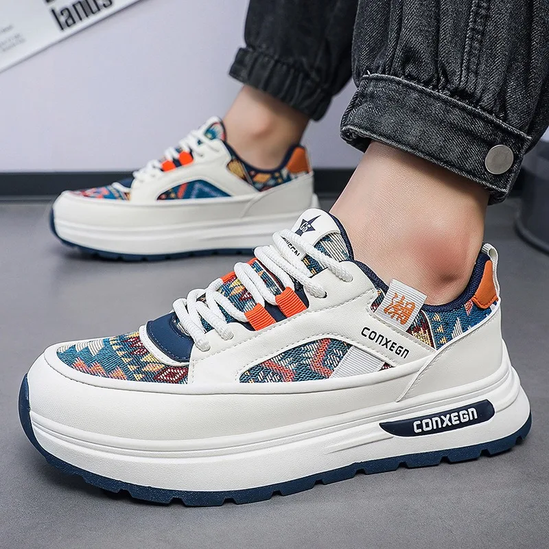 

Mens Embroidered Casual Sneakers Platform Dad Trendy Shoes Outdoor Breathable Non-Slip Running Sports Shoes Zapatillas De hOMBRE