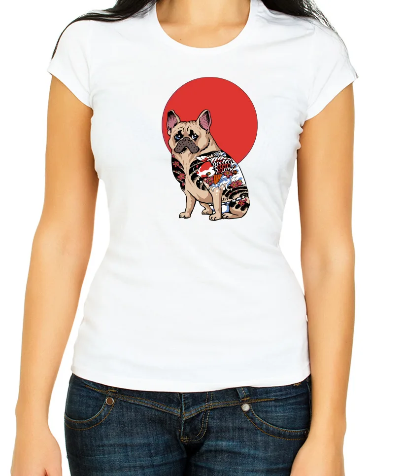 French Bulldog Yakuza White 3 4 T Shirt Woman F437