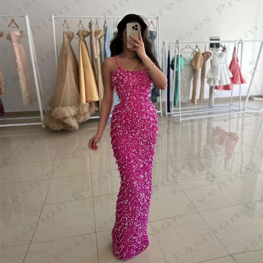 Glitter Women's Sexy Off Shoulder Evening Dresses Mermaid Sleeveless Princess Prom Dress Formal Beach Cocktail Party Gowns Robe