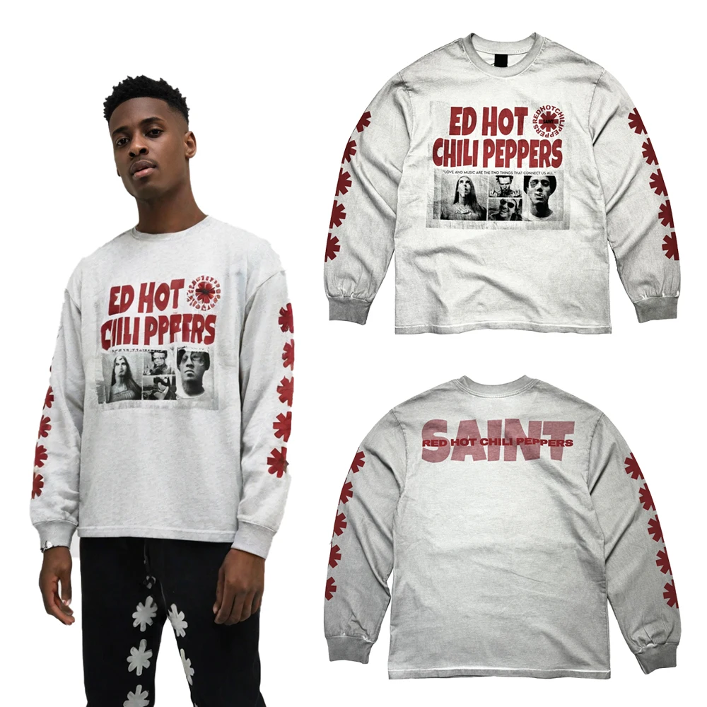 

Уличная одежда Y2k Футболки с длинными рукавами и графикой в стиле хип-хоп Уличный стиль Мужская потертая хлопковая повседневная футболка в стиле рок-ревертации для мужчин