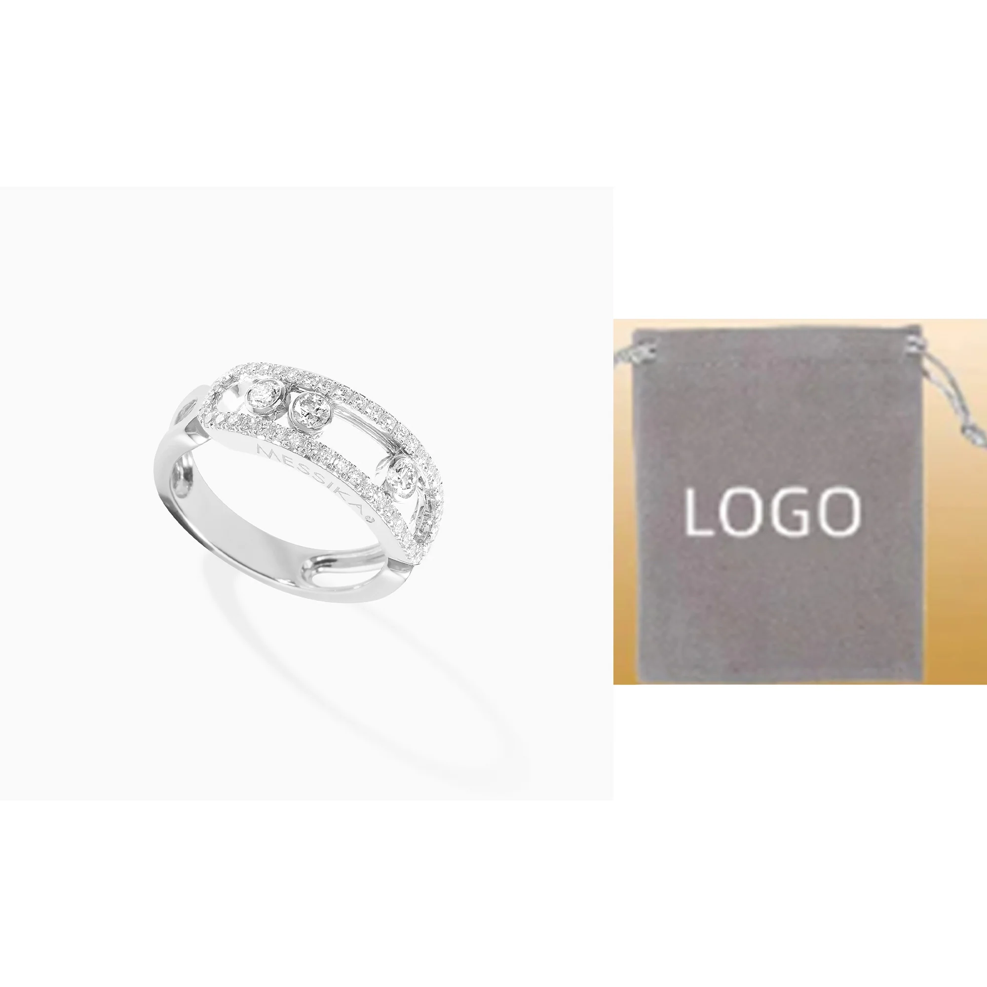 Fashion Messik - Style sterling silver s925 elegant MOVE ClassiQUE series diamond inlaid hollow ring