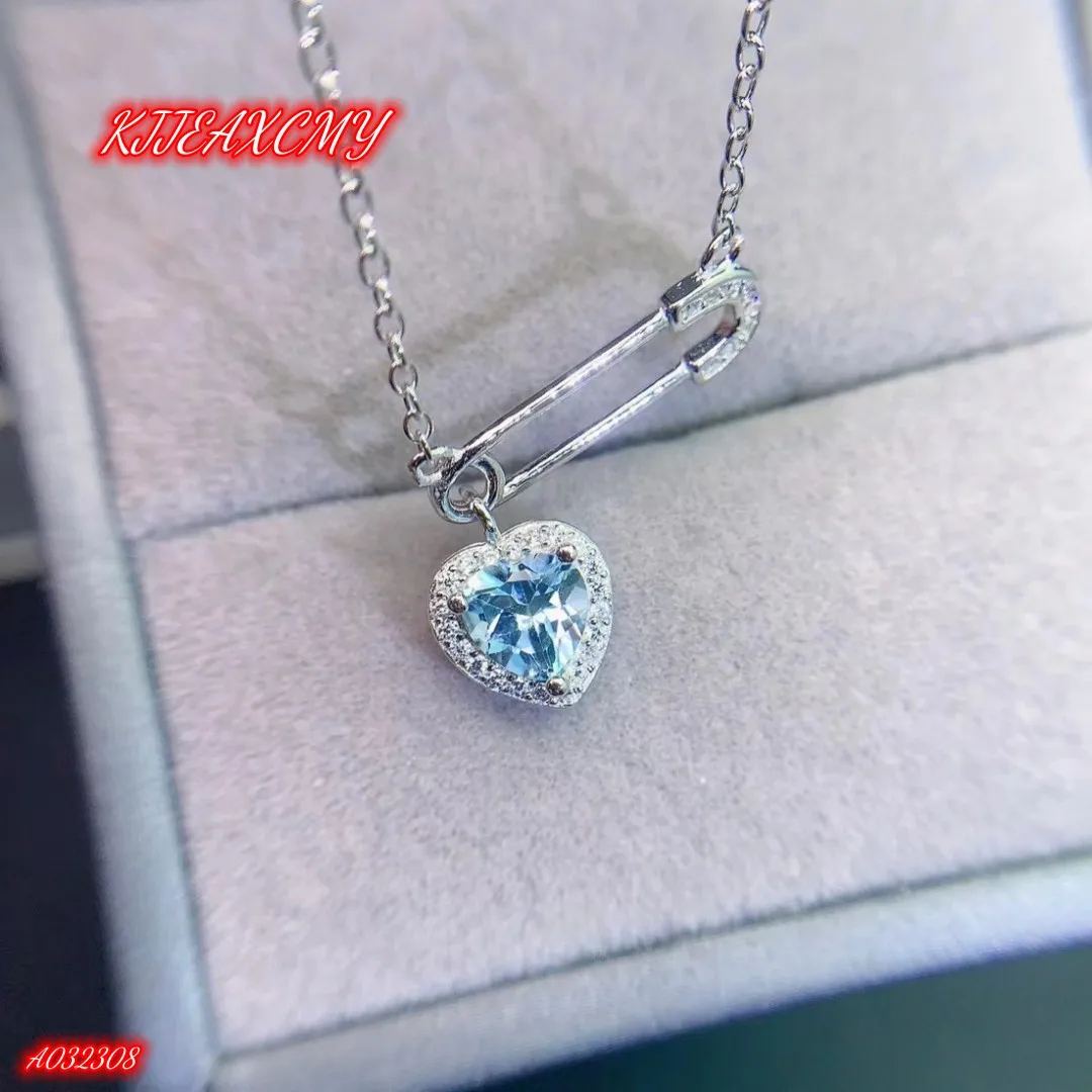KJJEAXCMY Brand Jewelry 925 Sterling Silver Inlaid with Pure Natural Royal Blue Topaz Women's Pendant for Girls Gift