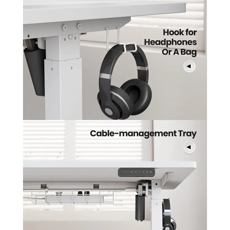 Electric Standing Desk Adjustable - 55 x 24 Inch Sit Stand up Desk with Cable Management