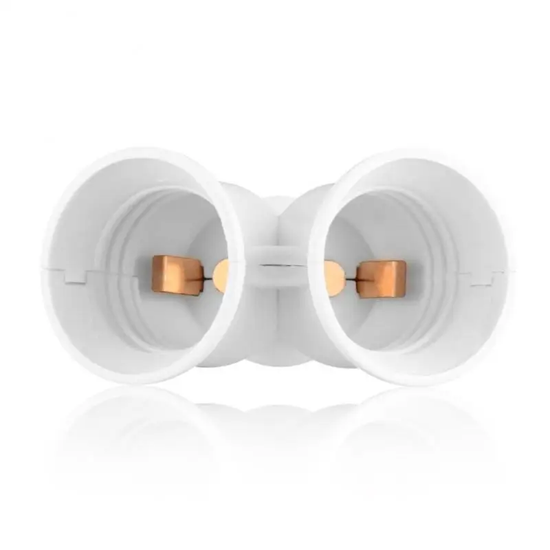 Lamp Socket Base 2 In1 Double E27 LED Extender Splitter Converter Plug Halogen Light Lamp Bulb Holder Copper Contact Adapter