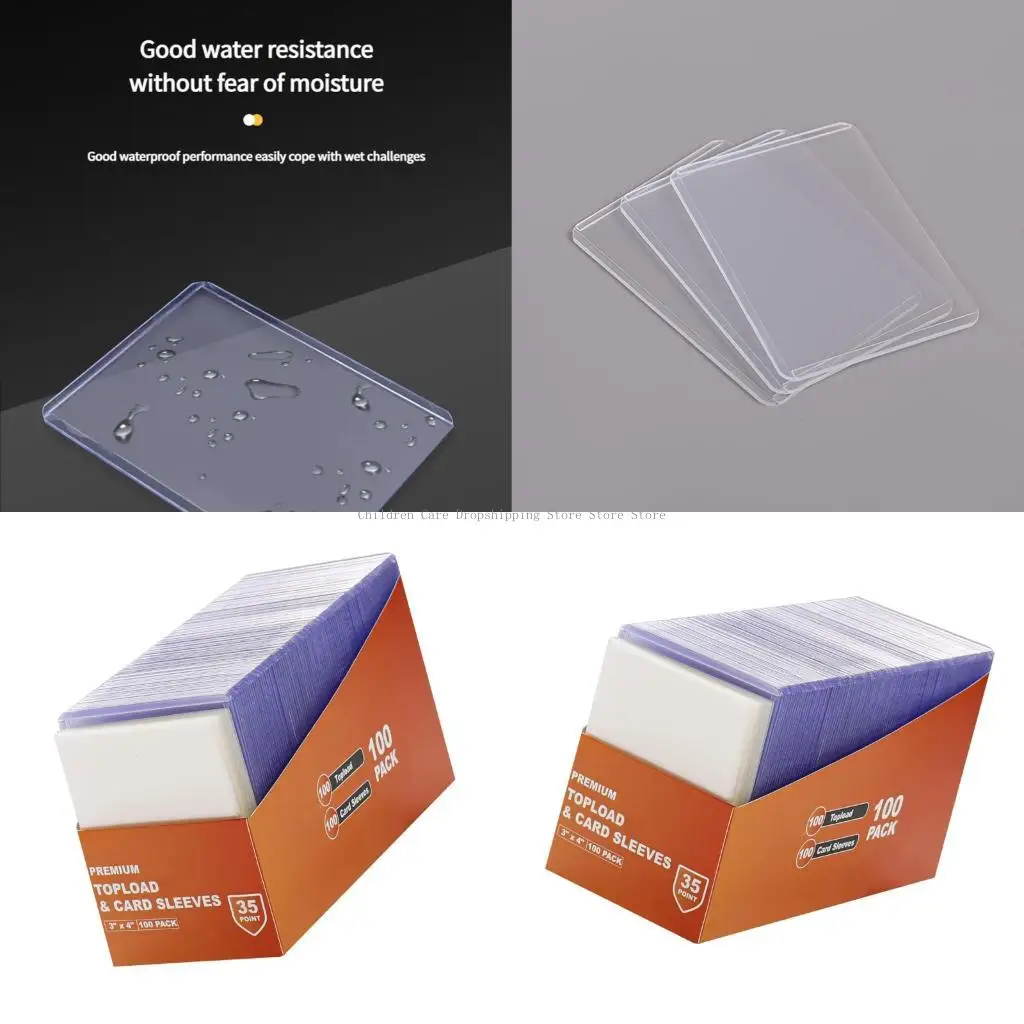 

100 Pieces 3x4 Inch Clear Plastic Sleeves 35PT Thick Waterproof Card Protectors for Collecting
