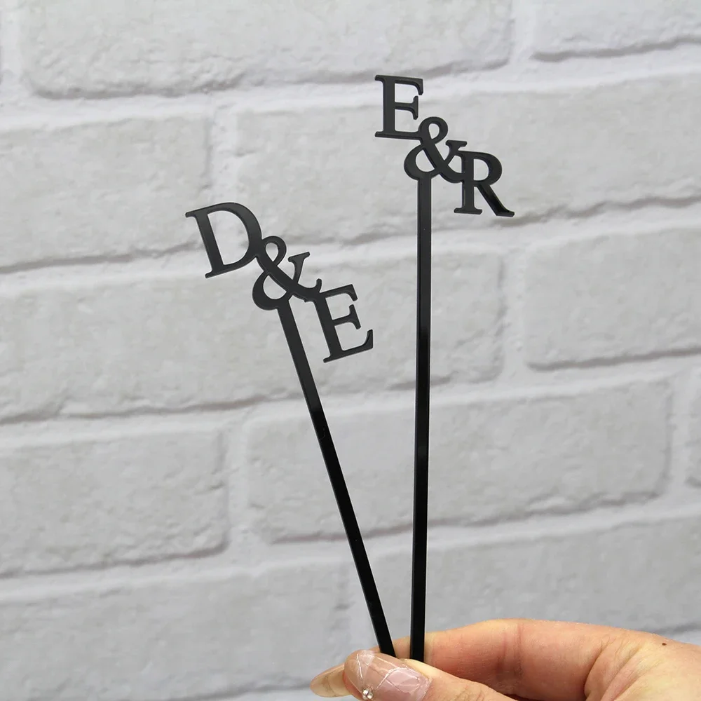 

10/50/100 Personalized Stir Sticks Drink Stirrers Swizzle Sticks Cocktail 15CM 18CM Custom Name Initials Card Wedding Decoration