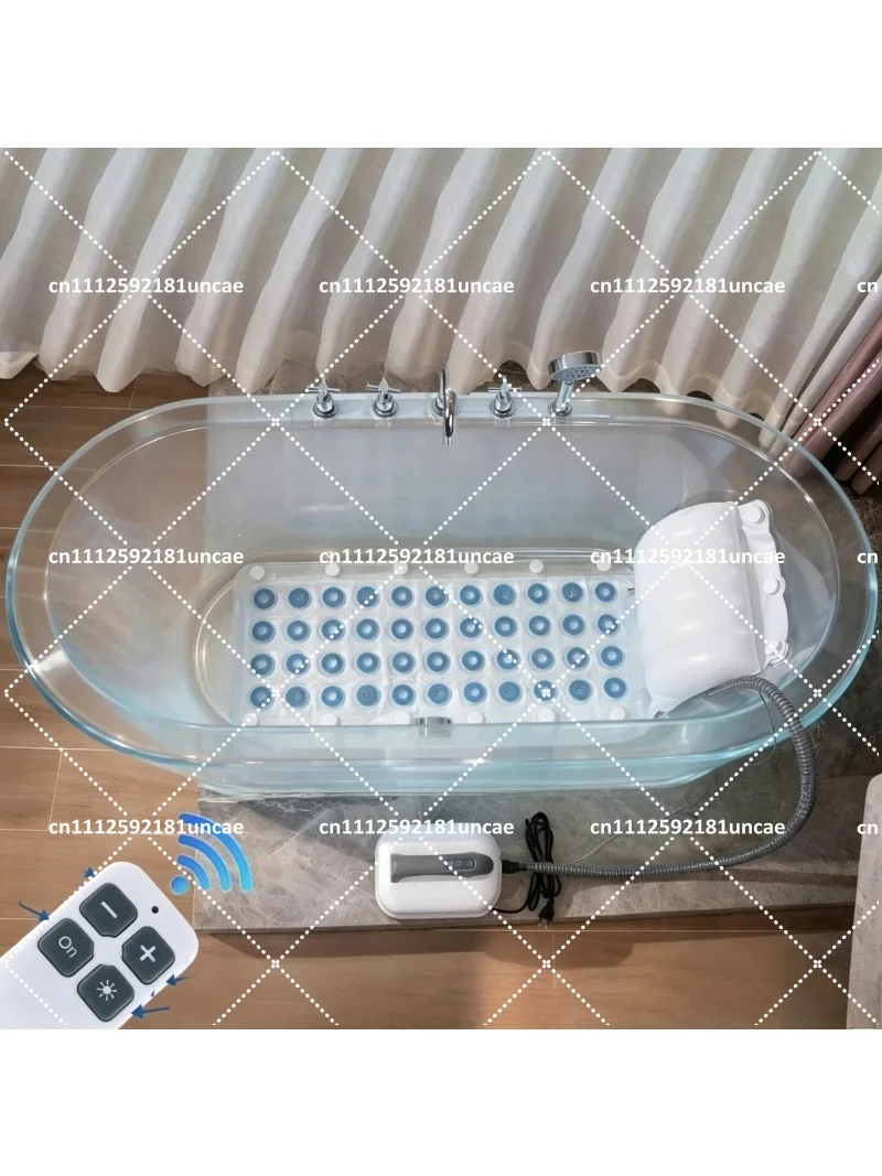 Colorful Bubble Massage Bath Mat with Remote Control, Silent SPA Machine 6-Speed Adjustable