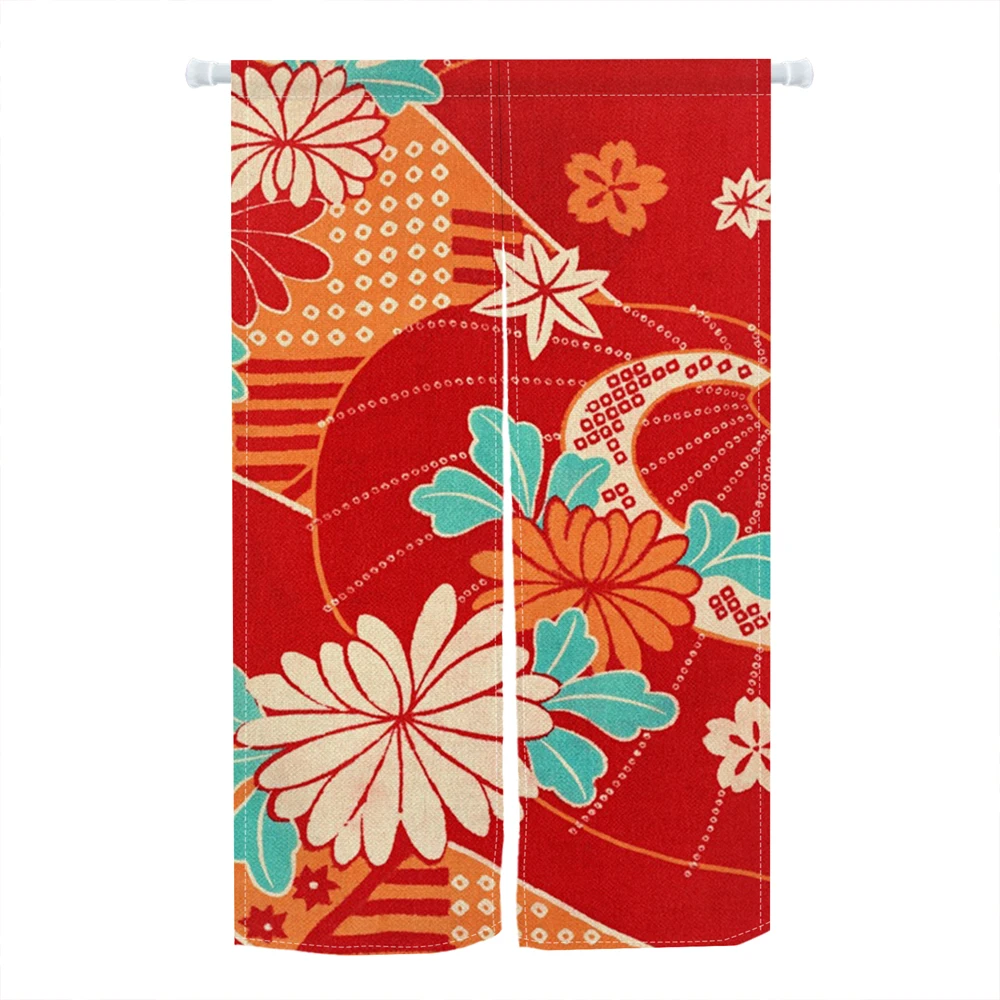 Traditional Chinese Printed Door Curtains Kitchen Living Room Partition Curtains Room Feng Shui Curtains Home Decor Half Curtain