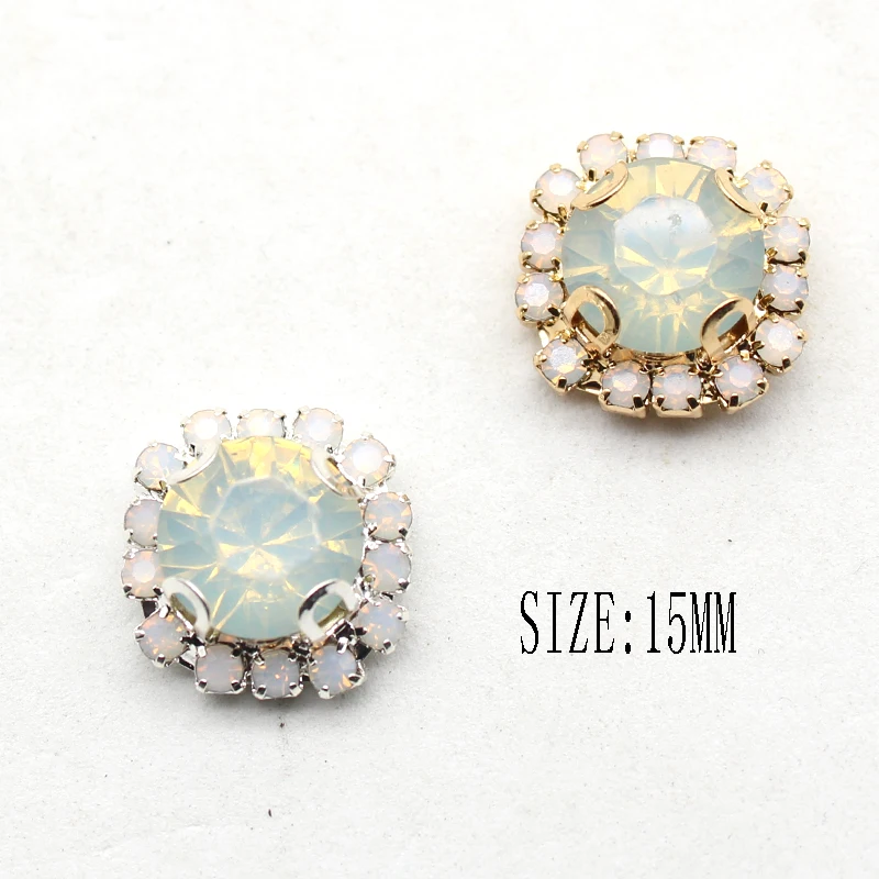 Brand New 10 قطع 15 مللي متر المعادن حجر الراين قاعدة مسطحة الراتنج حجر الراين حلية ، DIY بها بنفسك اليدوية رومانسية الزفاف حلية اكسسوارات #6