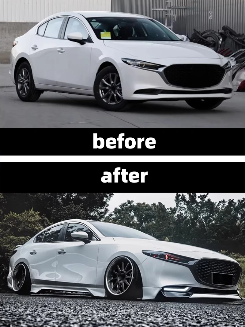 Body Kit for Mazda3 Axela 2020-2025 Modified Front Shovel Rear Lip Side Skirts Painted Car Bumper Spoiler