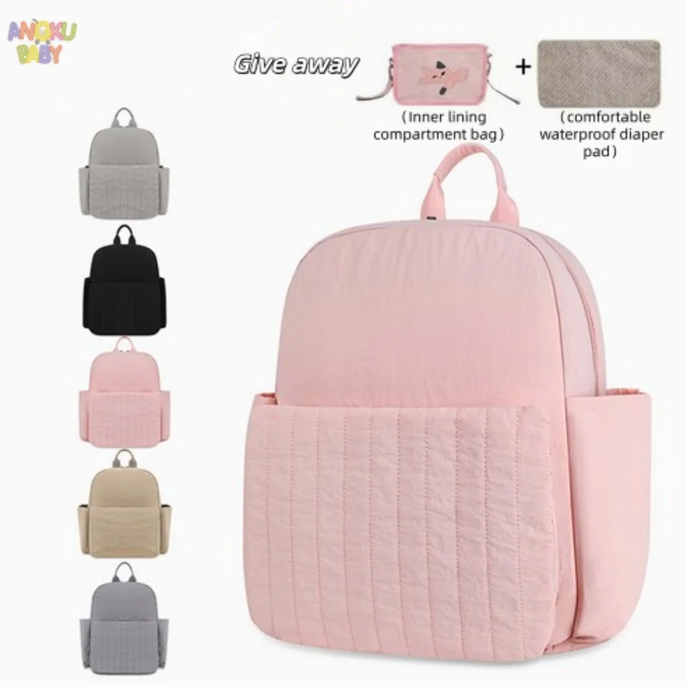 3-Piece Diaper Bag Set for Baby Waterproof Large Capacity Maternity Backpack with Stroller Hooks Breathable Baby Stroller Bag