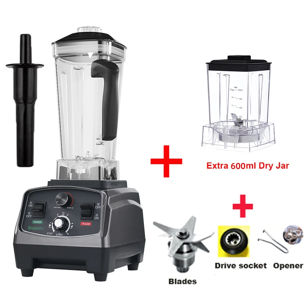 BioloMix 2200W 3HP Timer Blender – Grote 2L BPA-vrije kan, perfect voor smoothies, sapjes, bevroren desserts en veelzijdige voedselbereiding