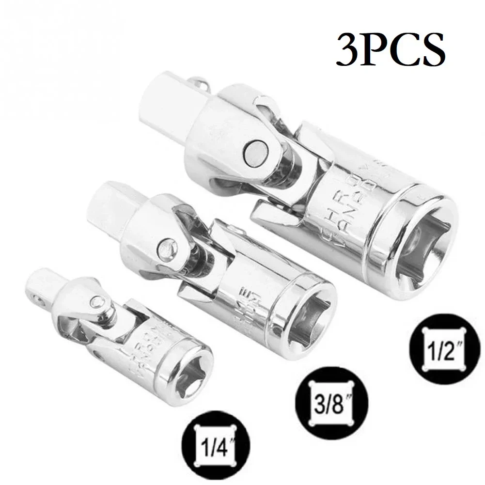 Universal Joint Swivel Socket Adapter Drive Converter 1/4 3/8 1/2 Head Chrome Vanadium Steel Ratchet Extension Bar Socket